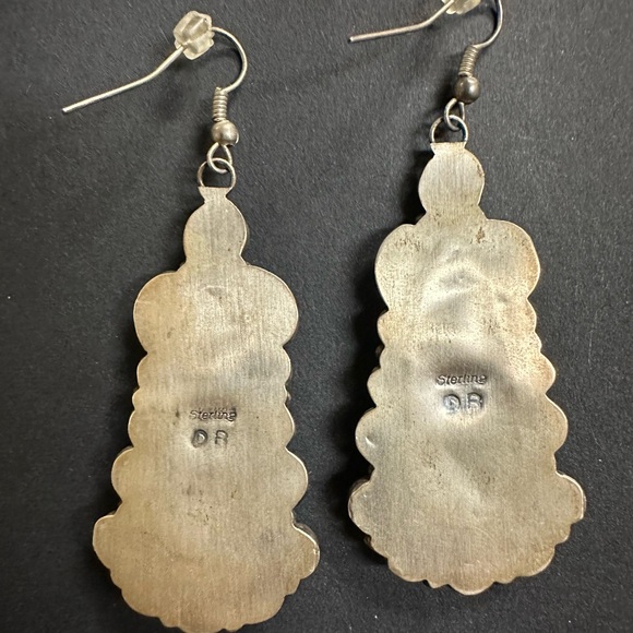 Vintage Stirling Silver Navajo Turquoise earrings - Picture 8 of 10